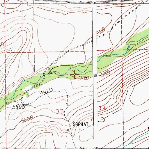 Topographic Map of 04S15E33ABDB01 Spring, MT