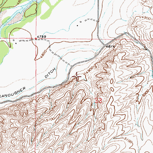 Topographic Map of 04S07W33BDBA01 Well, MT