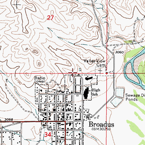 Topographic Map of 04S51E34ABA_01 Well, MT
