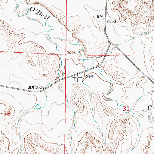 Topographic Map of 04S44E31BCAB01 Well, MT