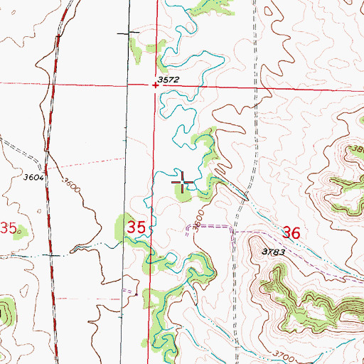 Topographic Map of 04S38E36BCBD01 Well, MT