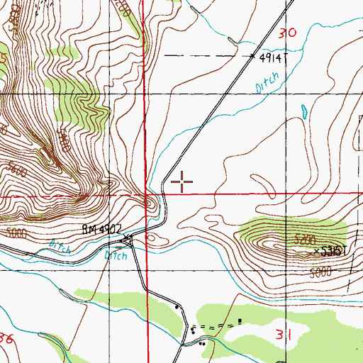 Topographic Map of 04S16E30CCDD01 Well, MT
