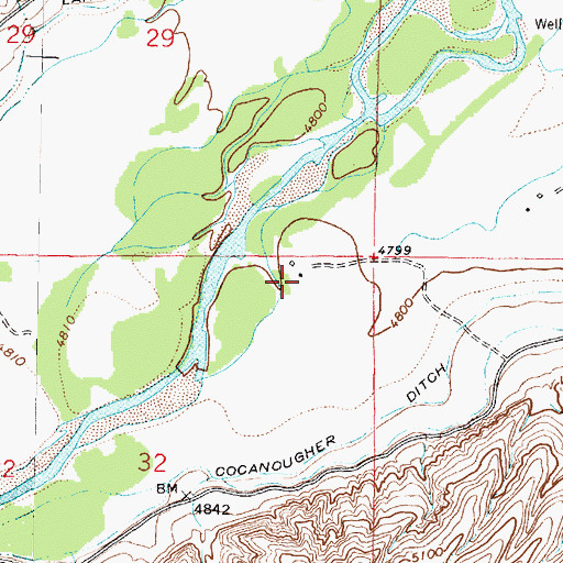 Topographic Map of 04S07W32AABA01 Well, MT