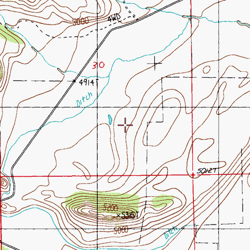 Topographic Map of 04S16E30DBDB01 Well, MT