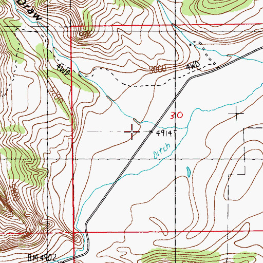 Topographic Map of 04S16E30BDCD01 Well, MT