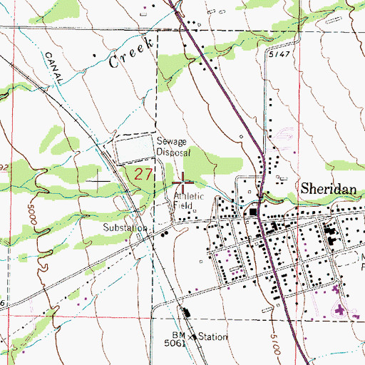 Topographic Map of 04S05W27DBAB01 Well, MT