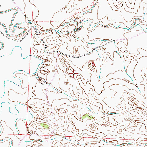 Topographic Map of 04S45E26BDCA01 Well, MT