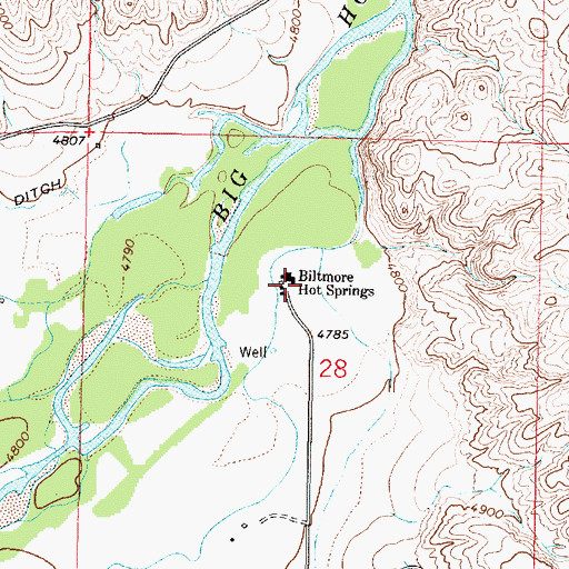 Topographic Map of 04S07W28BDAD02 Spring, MT