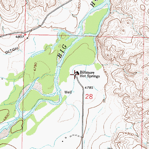 Topographic Map of 04S07W28BDAD01 Spring, MT