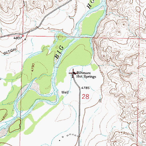 Topographic Map of 04S07W28BDAA01 Well, MT