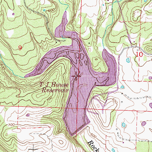 Topographic Map of T J House Reservoir, AR