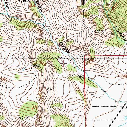 Topographic Map of 04S15E25AABA01 Well, MT