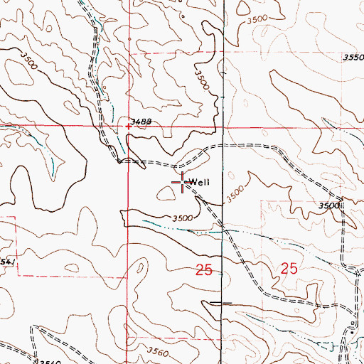 Topographic Map of 04S49E25BBDD01 Well, MT