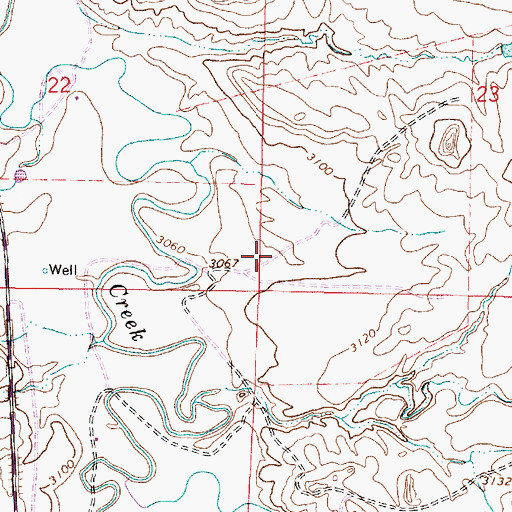 Topographic Map of 04S45E23CCCB01 Well, MT
