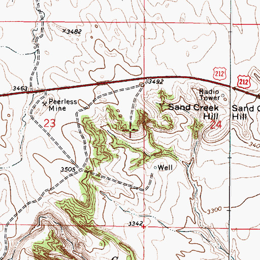 Topographic Map of 04S50E23DAAA01 Well, MT