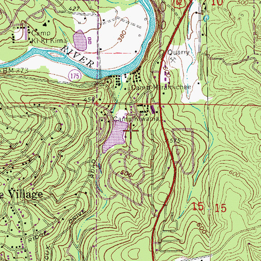 Topographic Map of Lake Galilee Dam, AR