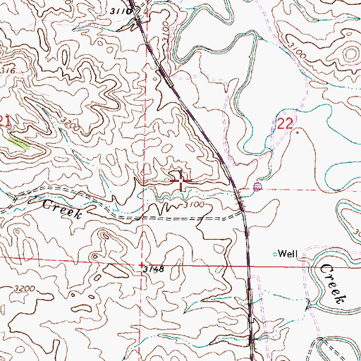 Topographic Map of 04S45E22CBDC01 Well, MT