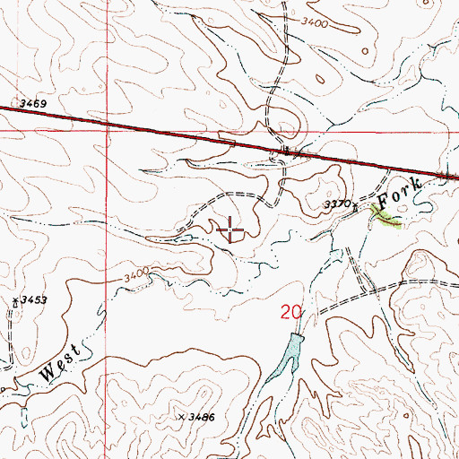 Topographic Map of 04S50E20BAAA01 Well, MT