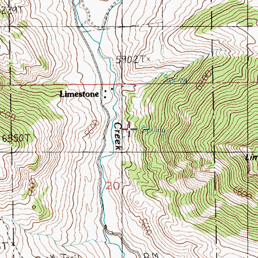 Topographic Map of 04S15E20ABCD01 Spring, MT