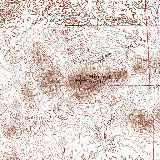 Topographic Map of Mineral Butte, AZ