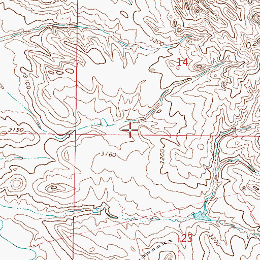 Topographic Map of 04S45E14CDCC01 Well, MT