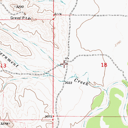 Topographic Map of 04S52E18BCDC01 Well, MT