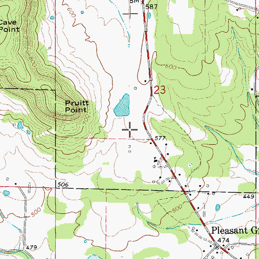 Topographic Map of J I Davis Lake Dam, AR