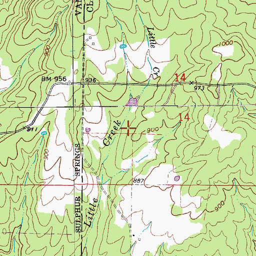 Topographic Map of Miss Jenny Lake, AR