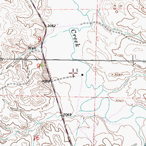 Topographic Map of 04S45E09DDBA01 Well, MT