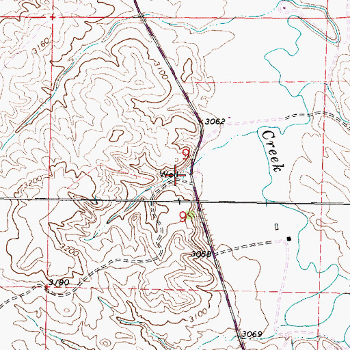 Topographic Map of 04S45E09DBBC01 Well, MT