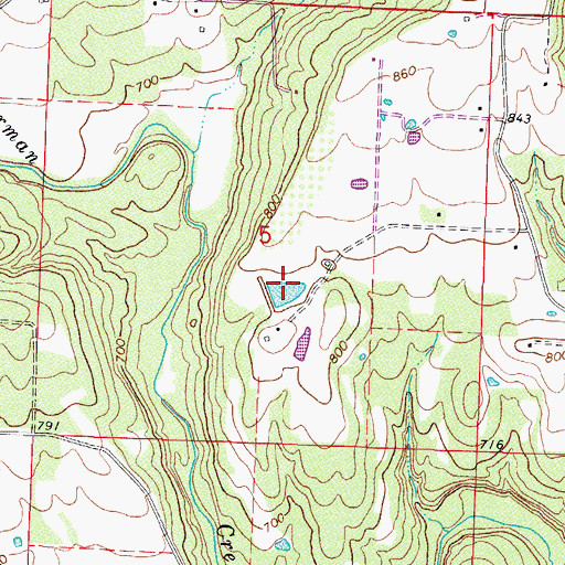 Topographic Map of Brandenburg Lake, AR