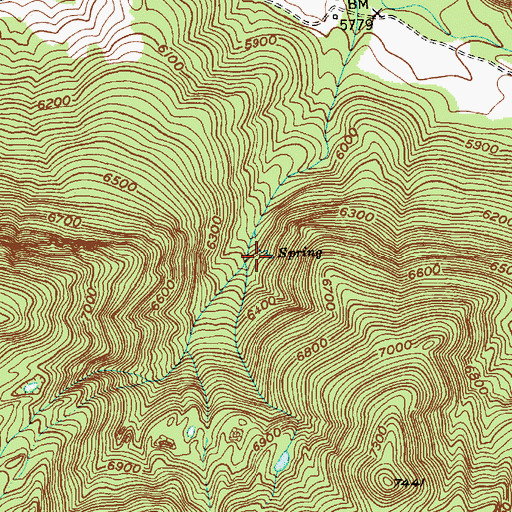 Topographic Map of 04S13E05ADBD01 Spring, MT