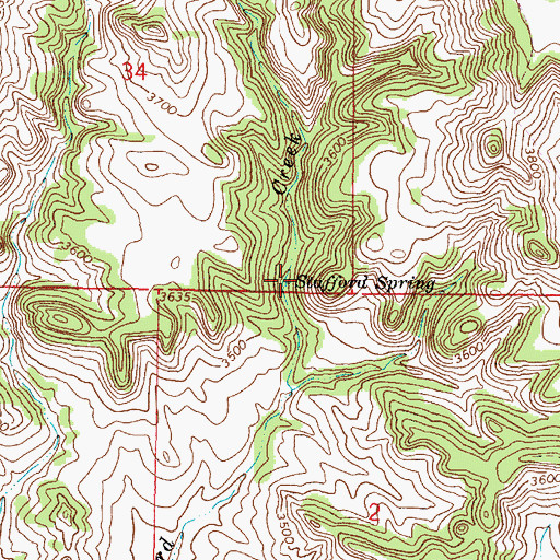 Topographic Map of 03S46E34DDCD01 Spring, MT