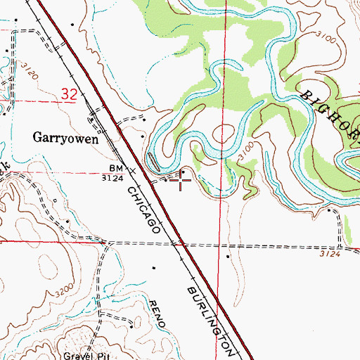 Topographic Map of 03S35E32DDABO1 Well, MT