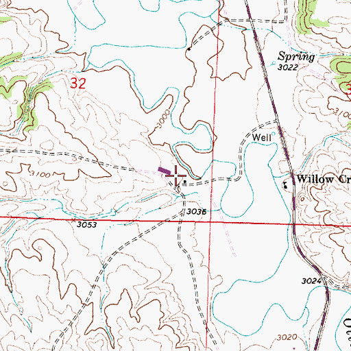 Topographic Map of 03S45E32DDAC01 Well, MT