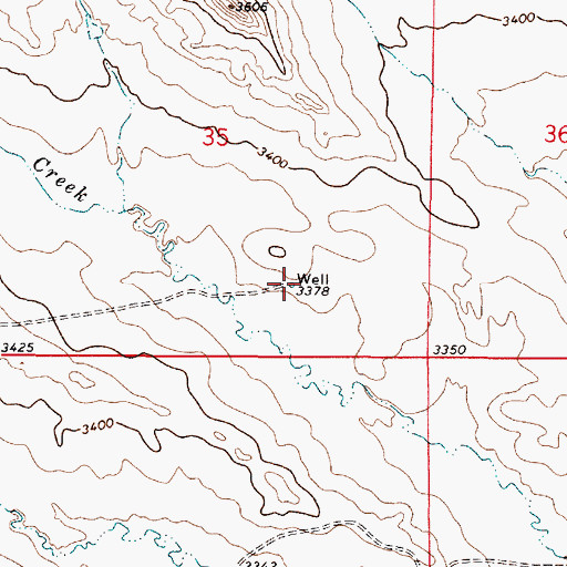 Topographic Map of 03S49E35DCAD01 Well, MT