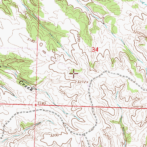 Topographic Map of 03S45E34CACD01 Well, MT