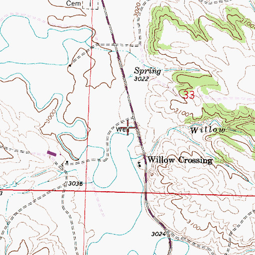 Topographic Map of 03S45E33CBDA01 Well, MT