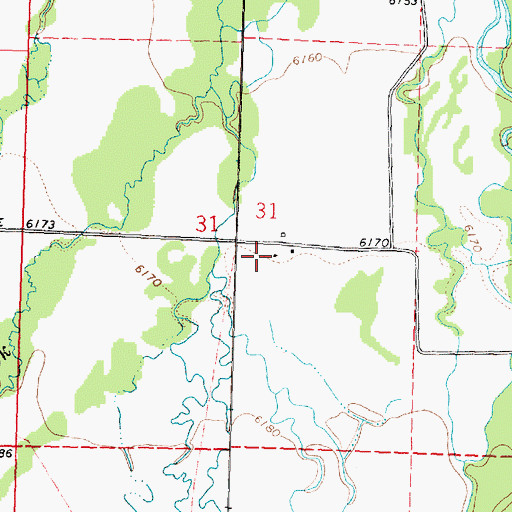 Topographic Map of 03S15W31DBAB01 Well, MT