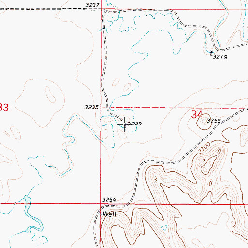 Topographic Map of 03S50E34CBAC01 Well, MT