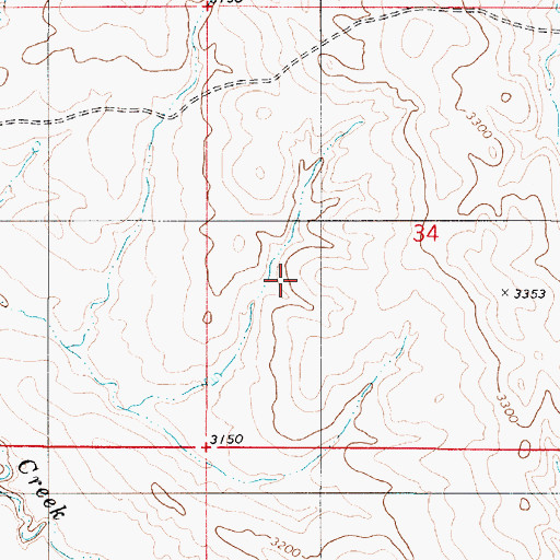 Topographic Map of 03S53E33DBD_01 Well, MT