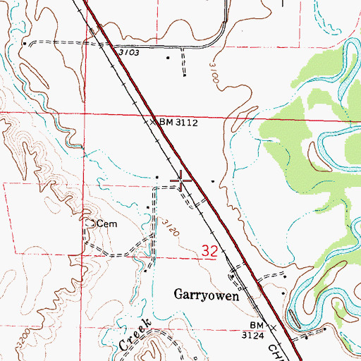 Topographic Map of 03S35E32BA__01 Well, MT