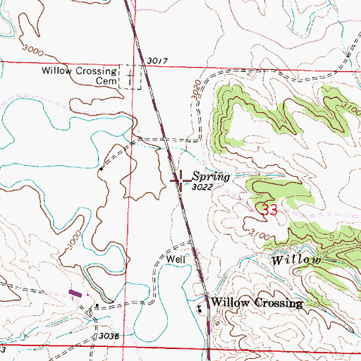 Topographic Map of 03S45E33BCDA01 Well, MT