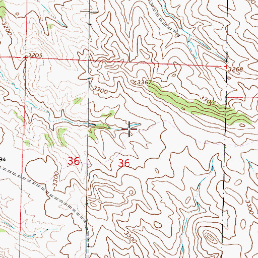 Topographic Map of 03S45E36ACBC01 Spring, MT