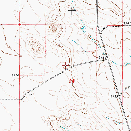 Topographic Map of 03S51E34BADD01 Well, MT