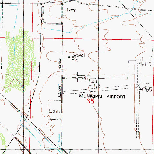 Topographic Map of 03S06W35BDAB01 Well, MT