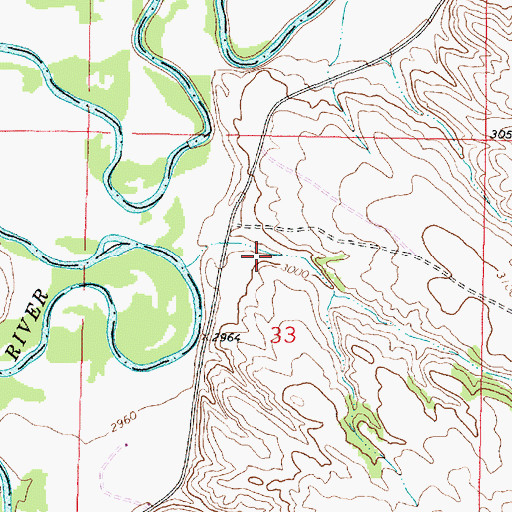 Topographic Map of 03S44E33BDAA01 Well, MT