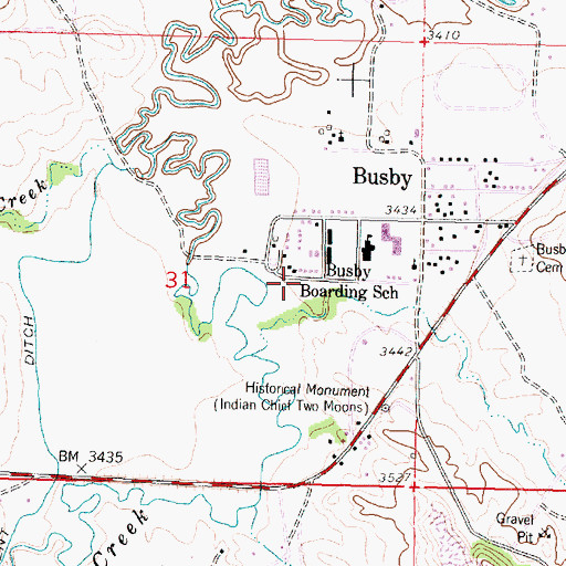 Topographic Map of 03S39E31DBAA01 Well, MT