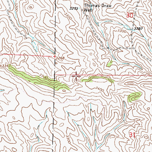 Topographic Map of 03S46E30BCCC01 Well, MT