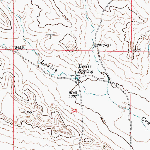 Topographic Map of 03S49E34ABCC01 Spring, MT